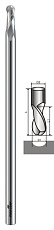 Сферическая твердосплавная фреза Z2 1.5x3.175x4.0x114 (dxDxhxL)