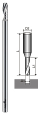 Однозубая твердосплавная фреза Z1 4.36x4.36x15x165 (dxDxhxL)