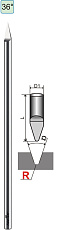 Радиусный твердосплавный конический гравер R=0.3x3.175x114х36° (αxRxDxL)